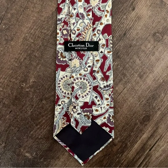 Dior Paisley Tie - Burgundy and Gold - Picture 3 of 6